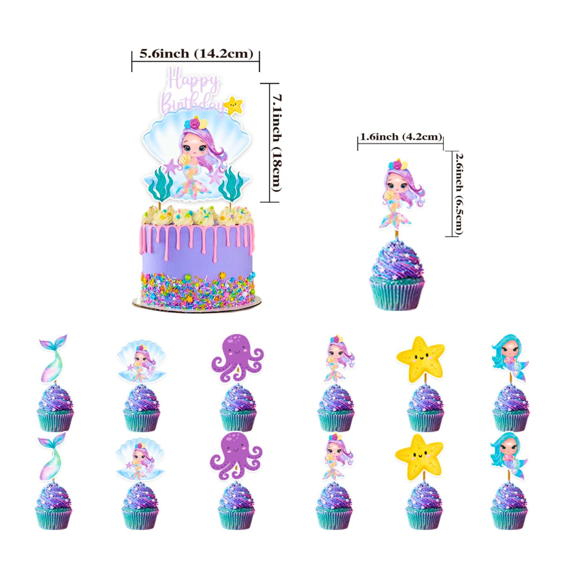 Mermaid Birthday Decorations Kit, All-in-1 Girl's Party Decor Package With Mermaid Tail Balloons, Hanging Swirls, Goodie Bags, Birthday Banner, Plates- Purple, Teal. Mermaid Party Supplies for kids.