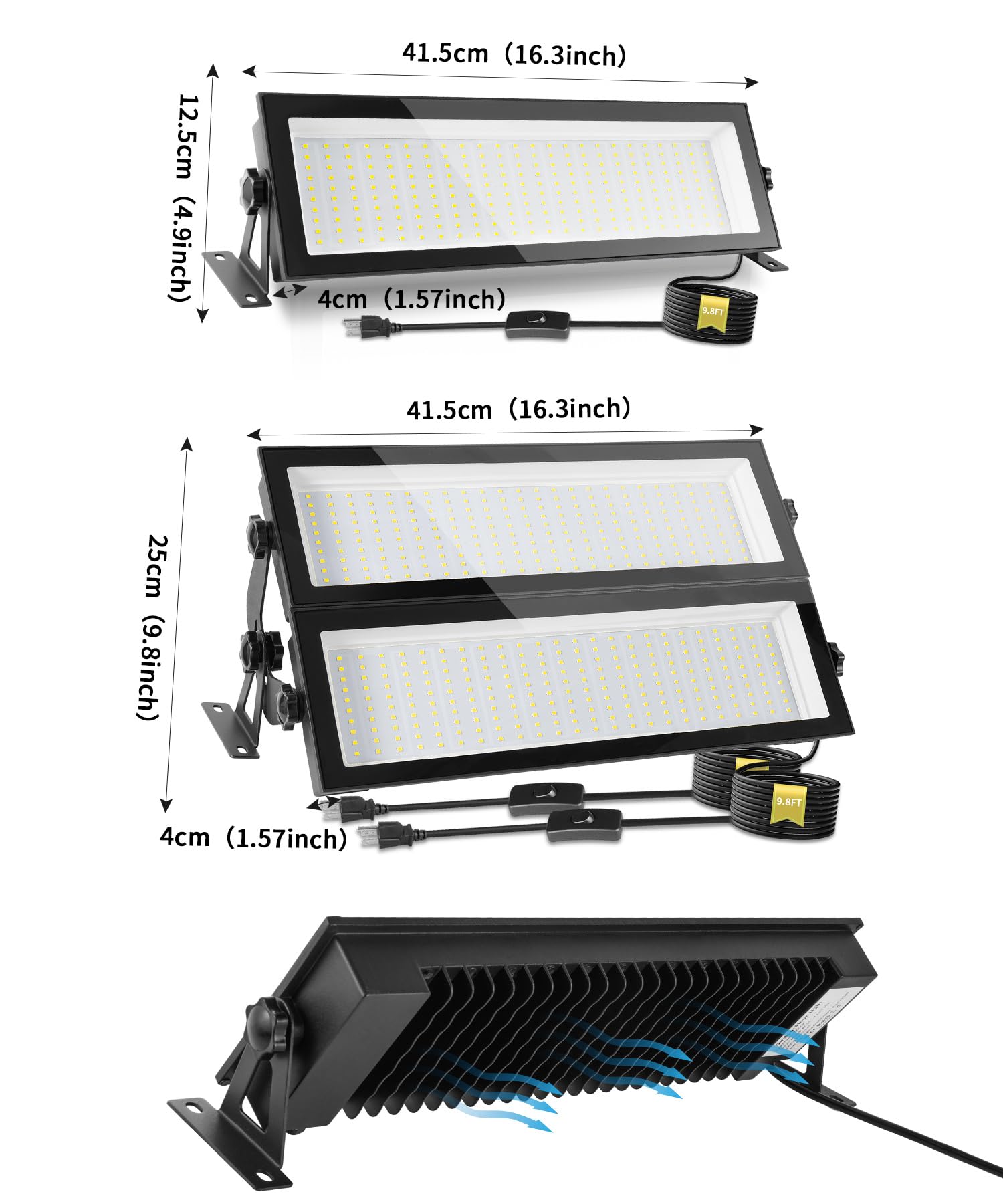 150W LED Shop Lights for Garage 1000W Equiv, 18000lm Very Bright LED Work Light, IP66 Waterproof Outdoor Flood Light with Plug, 5000K White High Bay Light for Workshop Yard Garage Factory (2 Pack)