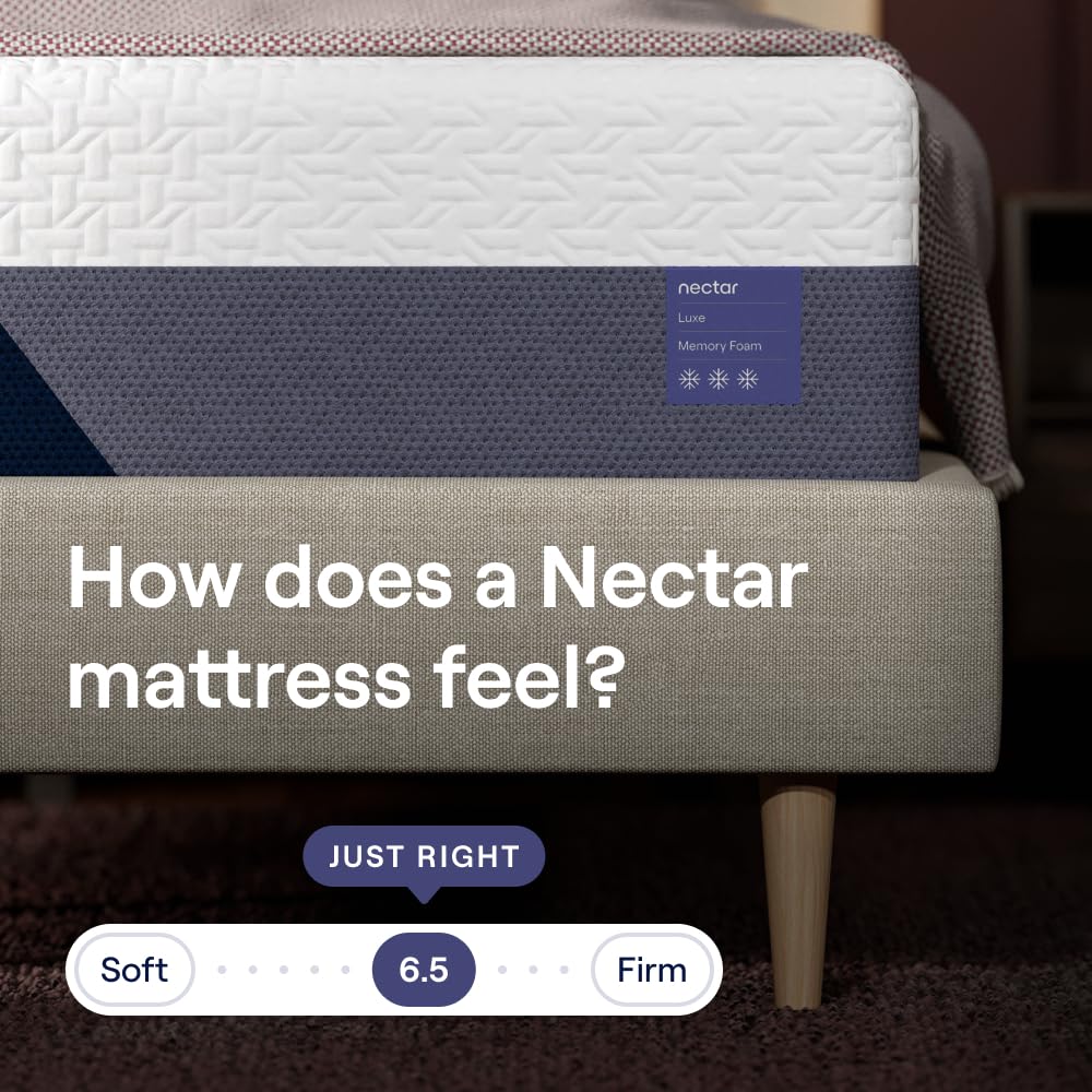 Nectar Luxe 14” Cal King Mattress - Medium Firm - Contouring Memory Foam - Cooling Upgrade - 3” Pressure Relief Layer - Responsive Support - 365-Night Trial & Forever Warranty