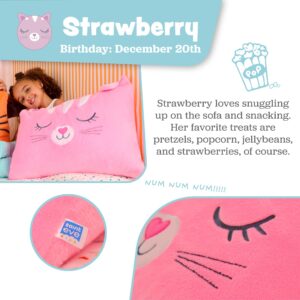 Saint Eve Kids Pillow Pals Fuzzy Pillow Cases, Cute Animal Friends Soft Pillow Covers for Kids Beds and Nap Time - Strawberry The Cat