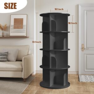 DAOTENGQL 4 Tier Rotating Bookshelf, 360 Spinning Corner Bookcase Tower, Floor Standing Book Shelf Organizer for Bedroom and Living Room, Round Bookshelf for Small Space, Easy to Assemble (Black)