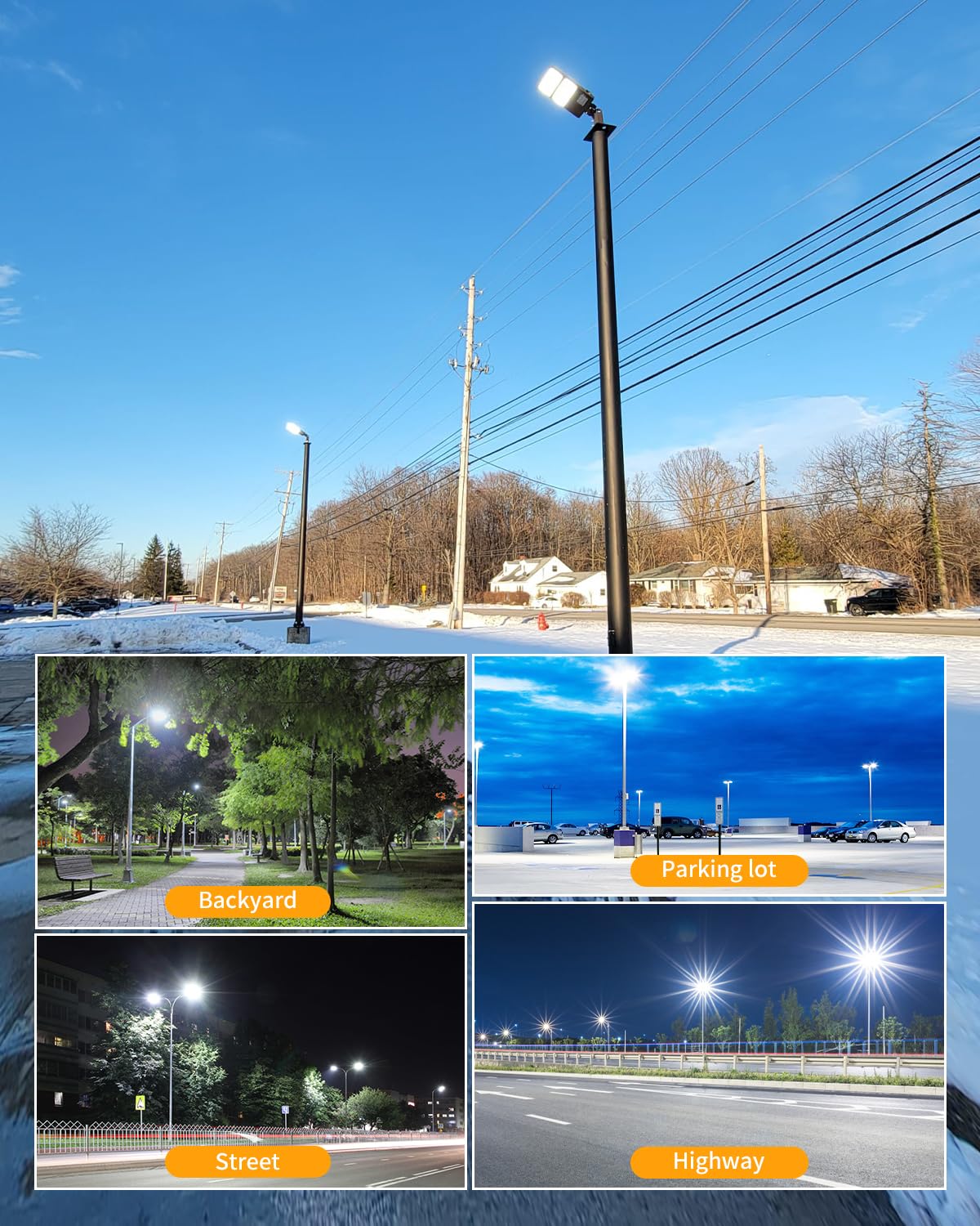 4PCS LED Parking Lot Lights 320W 250W 200W Adjustable, LED Shoebox Light 5700K 5000K 4500K, UL Listed Outdoor Pole Light with Photocell, IP65 Commercial Street Area Lighting 100-277V (Slip Fit)