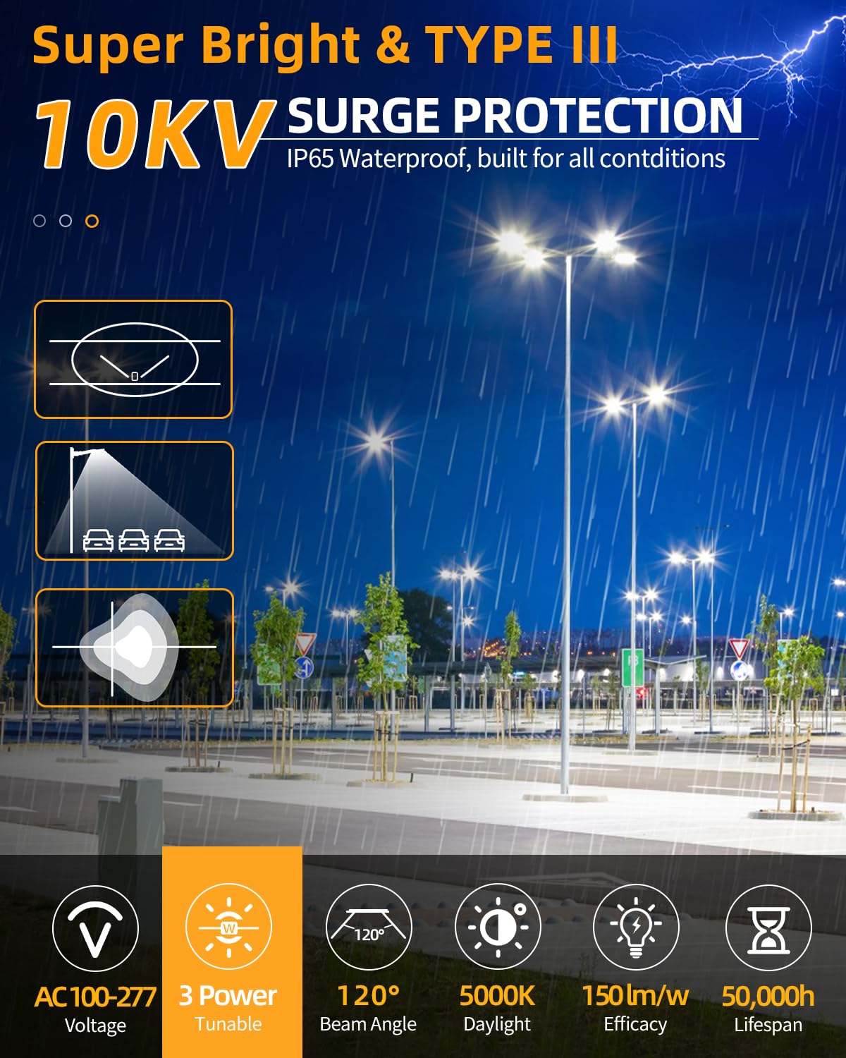 6PCS LED Parking Lot Lights 150W 120W 90W, LED Shoebox Light 5000K Adjustable Slip Fitter, UL Listed Outdoor Pole Light with Photocell, IP65 Waterproof Commercial Street Area Flood Lighting 100-277V