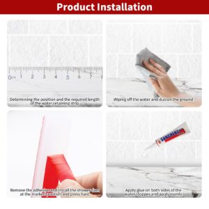 67" Shower Threshold Water Dam,Double-sided Self-adhesive Shower Water Dam,water blocker for Kitchen,water barrier for Countertop,water stopper for Bathtub.(Transparent)