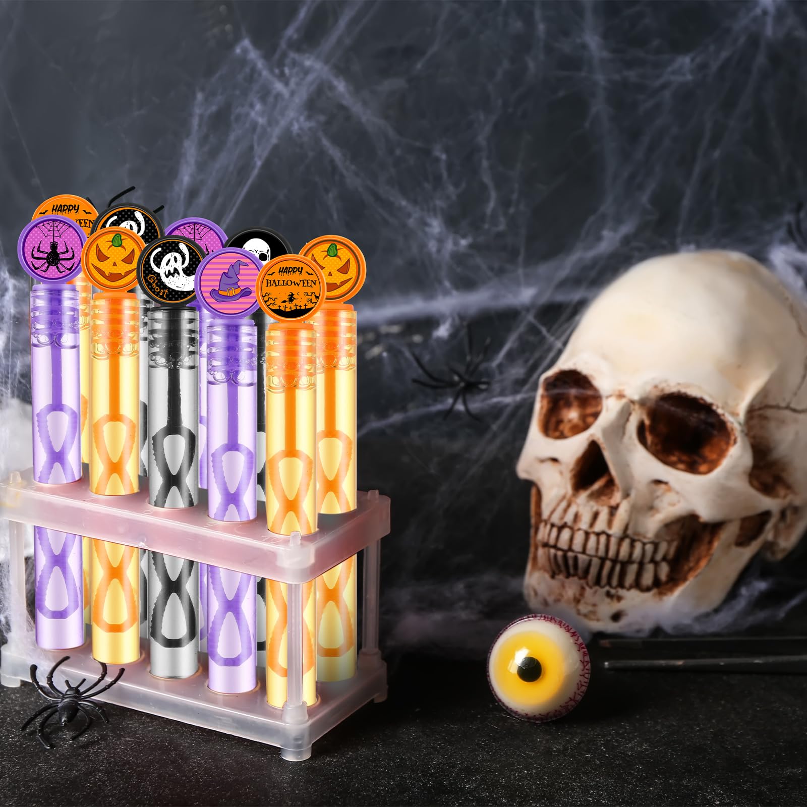 Liliful 100 Halloween Mini Bubble Wands Bulk Bubble Wands Tubes Party Favors Gifts Bubbles Halloween Toys for Halloween Party Supplies Trick or Treat Prizes Goodie Bags Fillers (Classic)