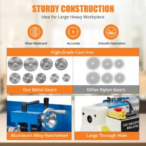 Upgraded Metal Lathe 7x14inch, Precision Bench Top Mini Metal Lathe 550W Precision Metal Lathe Variable Speed 0-2500 RPM Metal Gear with A Movable Lamp