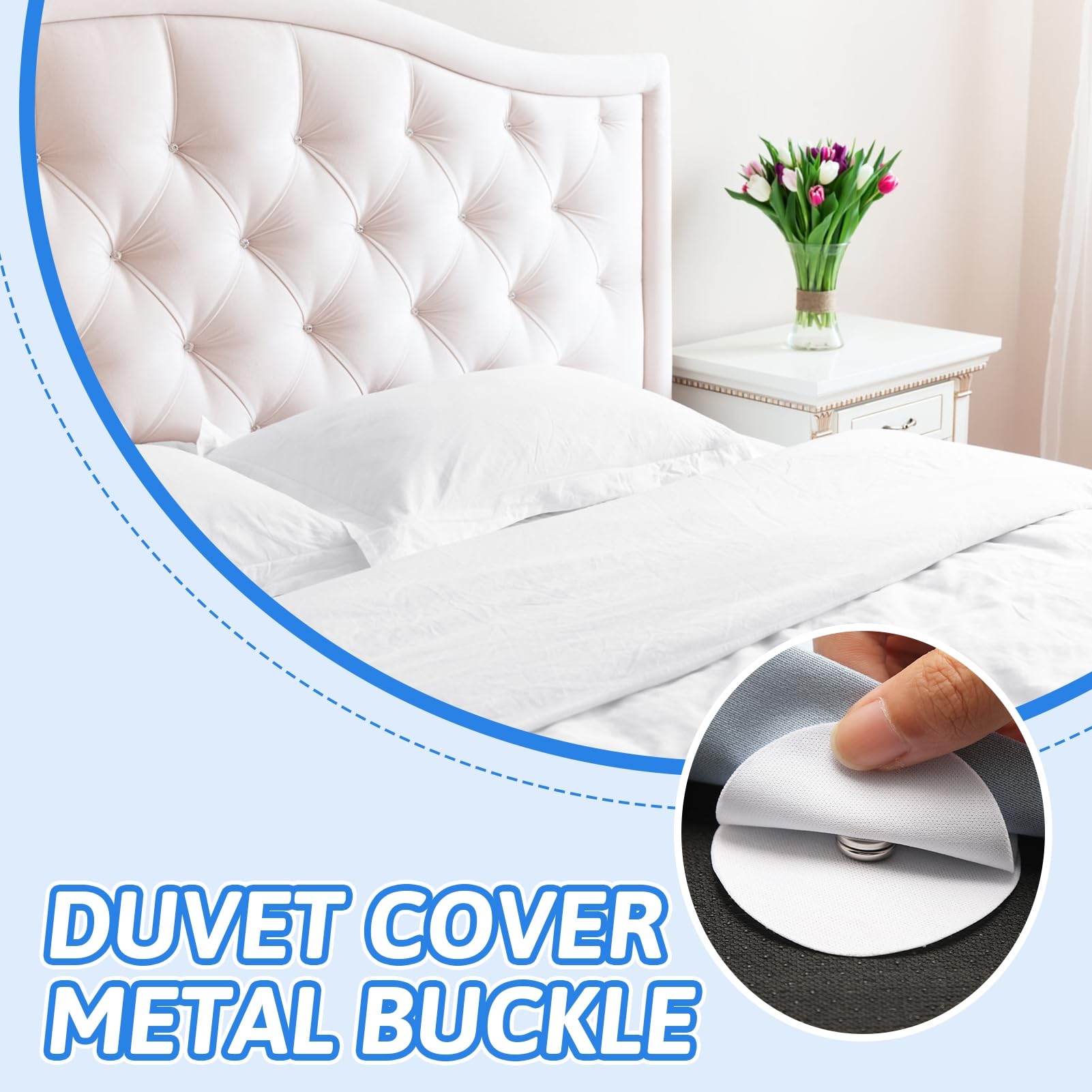 YENOVO Iron on Duvet Cover Snaps, Duvet Metal Snap Clips for Comforter Inside, Duvet Corner Holder Prevent The Bed Duvet from Shifting in The Quilt Cover (16 Pcs/8 Pairs)