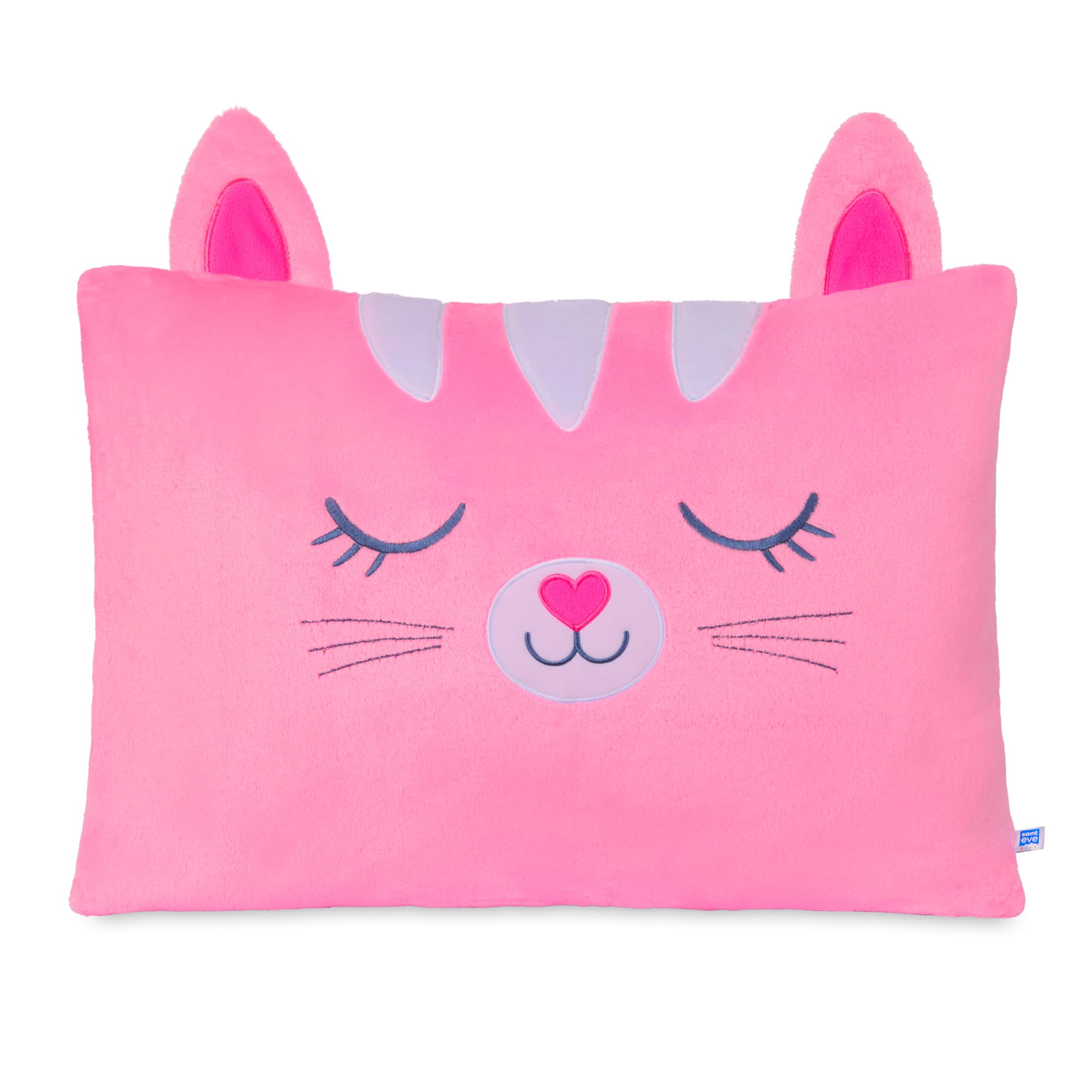 Saint Eve Kids Pillow Pals Fuzzy Pillow Cases, Cute Animal Friends Soft Pillow Covers for Kids Beds and Nap Time - Strawberry The Cat