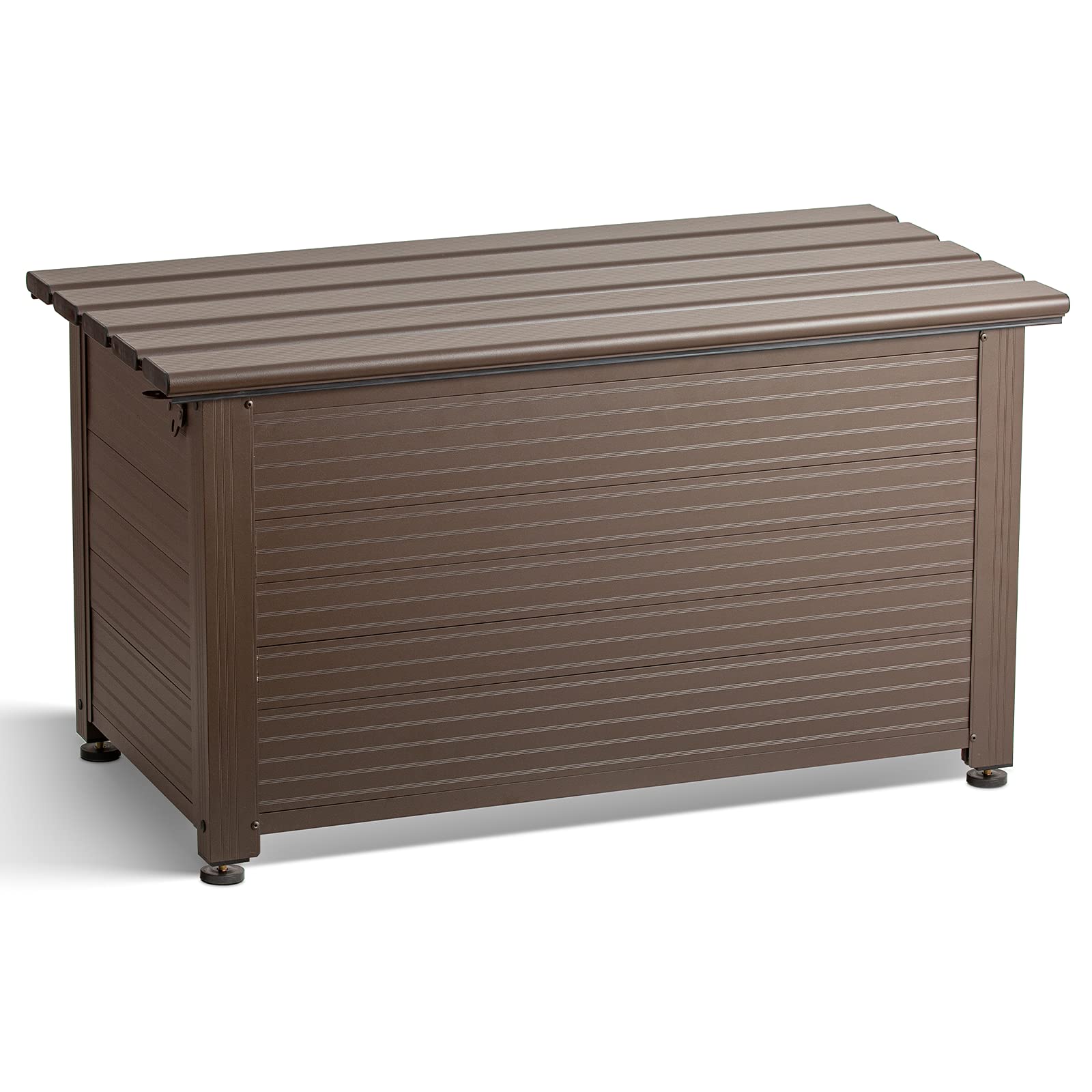 TECSPACE 55 Gallon Aluminum Deck Box, IP65 Waterproof Level Patio Storage Box, 221 Lbs Bearing Capacity, for Pool & Sports Equipment & Garden Tools Storage