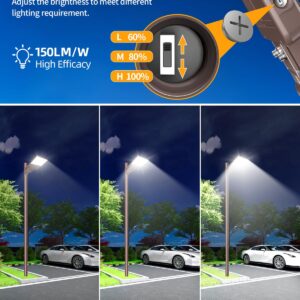 9PCS LED Parking Lot Lights 150W 120W 90W, LED Shoebox Light 5000K Adjustable Arm Mount, UL Listed Outdoor Pole Light with Photocell, IP65 Waterproof Commercial Street Area Flood Lighting 100-277V