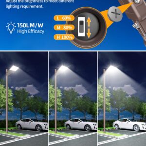 9PCS LED Parking Lot Lights 200W 160W 120W, LED Shoebox Light 5000K Adjustable Arm Mount, UL Listed Outdoor Pole Light with Photocell, IP65 Waterproof Commercial Street Area Flood Lighting 100-277V