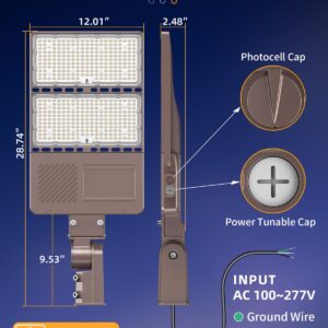 4PCS LED Parking Lot Lights 320W 250W 200W Adjustable, LED Shoebox Light 5700K 5000K 4500K, UL Listed Outdoor Pole Light with Photocell, IP65 Commercial Street Area Lighting 100-277V (Slip Fit)