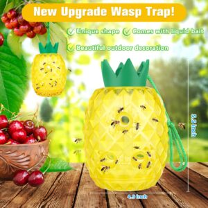 Wasp Traps Outdoor Hanging, Bee Traps Repellent Yellow Jacket Catchers Killer for Outside, Hornet Wasp Trap Non-Toxic Reusable Hanging Traps Pineapple Shape - 2 Pack