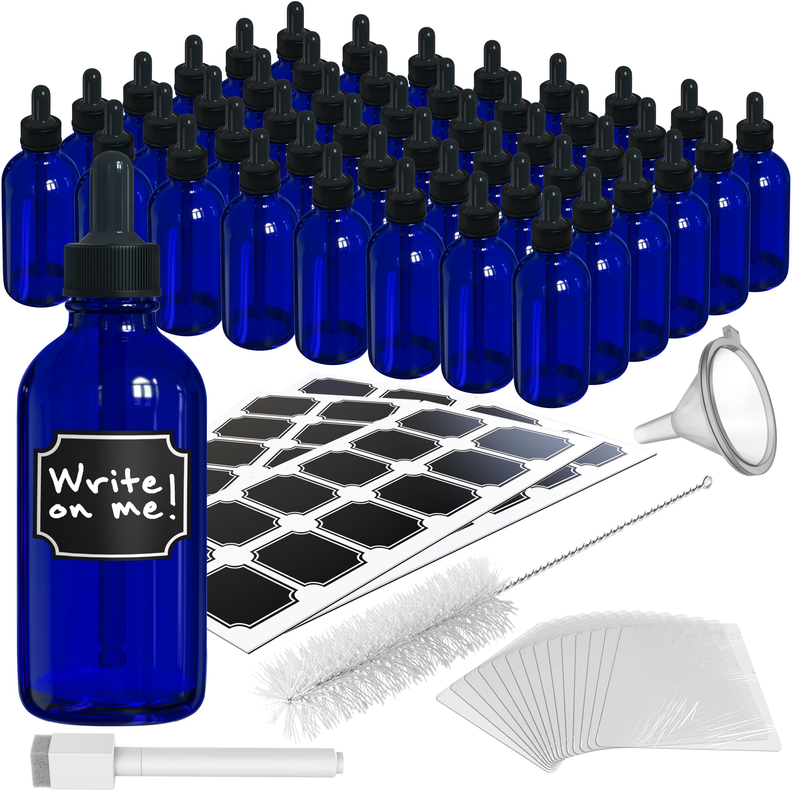 Nevlers 48PK Cobalt Blue Glass Dropper Bottle 4 Oz Set | Leakproof Mini Dropper Bottles Useable as Tincture Bottles with Dropper, Oil Bottles for Hair, Medicine Dropper, Eye Dropper Bottle, & More