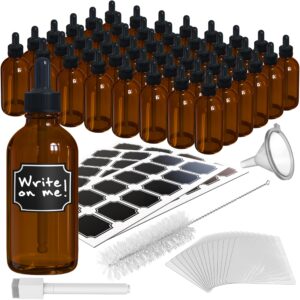 nevlers 48pk amber glass dropper bottle 4 oz | leakproof empty eye dropper bottle | glass bottles with dropper useable as mini dropper bottles for travel, tincture bottles, medicine dropper, & more