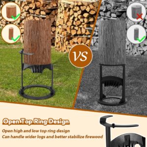 GREENER XXL Firewood Log Splitter with Open Top - Solid Cast Steel Kindling Wood Splitter with Wedge, Heavy Duty Manual Log Splitter for Firewood, Wood Splitting Cutter Kindling Cracker Tool, Portable