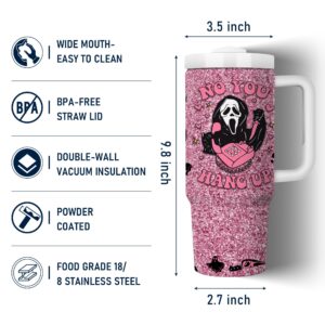 Equoza Horror Scary Face Halloween Ghostface Tumbler for Women Girls - Spooky Vibes 30oz Horror Scary Face Theme Decor Insulated Cup with Lid -Vacuum Stainless Steel Coffee Mug Stemless Cup