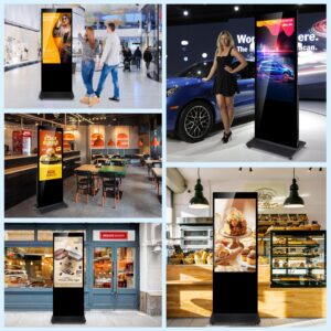 55" Digital Signage Displays Kiosk Android 11.0, Indoor LCD Advertising Displays 4K Non-Touchscreen Digital Kiosk, 4GB RAM & 64GB ROM, WiFi HDMI/USB/CMS System Auto Media Player