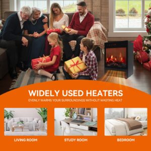 Electric Fireplace Heaters for Indoor Use, 750W/1500W Space Heater Fireplace with LED Realistic Flame & Remote, Portable Fireplace Heater for Home Office