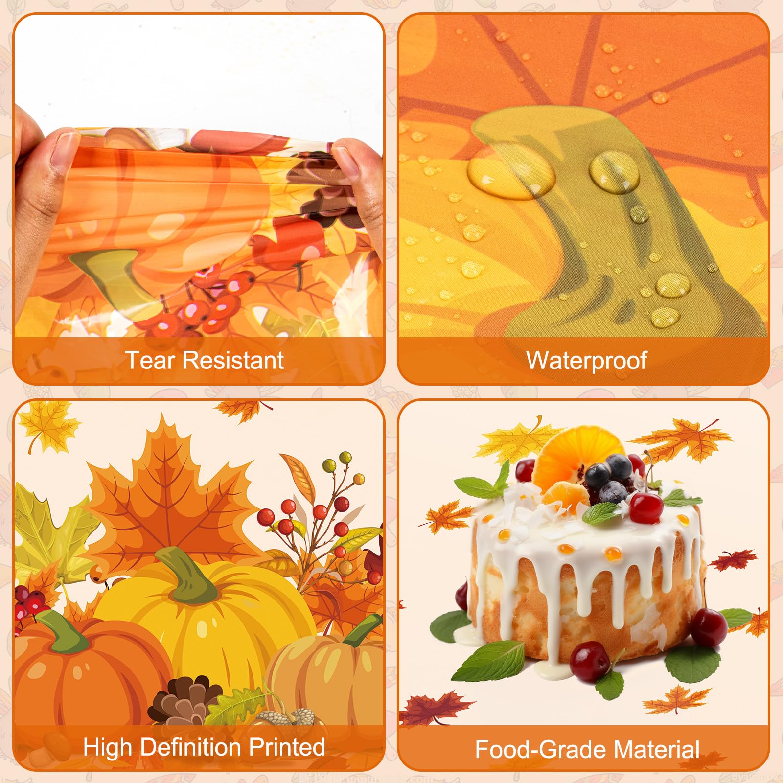 2 Pcs Thanksgiving Tablecloth Plastic - Disposable Fall Table Cloths, Autumn Rectangle Pumpkin Maple Leaf Table Cover for Happy Thanksgiving Day Table Decorations Party Supplies Favors, 54x108 Inch