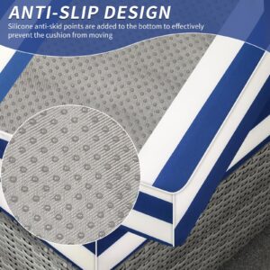 3 Pack Outdoor Patio Seat Cushions Replacement Covers Fit for Outdoor Furniture 4 Pieces Wicker Rattan Furniture Patio Conversation Set Loveseat Chair，Cover Only (Blue and White, 18x18x2,36x18x2)