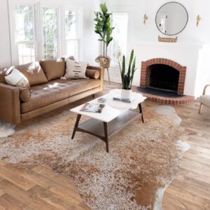 cowhide rug premium cow print rug non-slip cow hide area rug animal print rug western rugs for living room bedroom dining room rug for western decor (tan cowhide, 8x10ft)