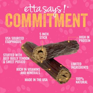 etta says! Esophonormous Esophagus Stuffed Bully Sticks Dog Chews - 5 inch All Natural High Protein Beef and Sweet Potato Chews - Made in The USA (20 Count Pack of 1)