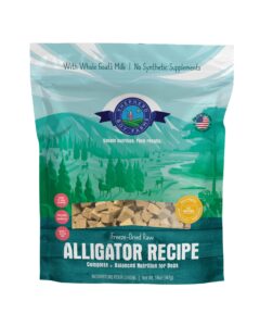 shepherd boy farms freeze dried raw dog food (alligator recipe), all natural raw dog food, 14 oz bag, freeze-dried dog food, made in usa, novel protein, raw nutrition, food topper or complete meal