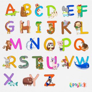 abc educational wall stickers for kids - animal alphabet wall decals by lipastick - letters wall decals for bedroom girls boys baby room decoration nursery removable wall decals peel and stick