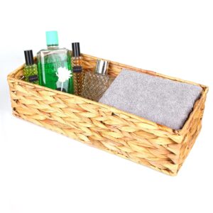 bathroom basket vanity tray toilet paper wicker storage rattan decor tank rectangular narrow(15.75 in x 6.3 in x 4.33 in )