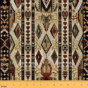 feelyou tan southwestern upholstery fabric for chairs 1 yard geometric fabric by the yard tribal native american indian design vinatge decorative waterproof fabric exotic stripe line outdoor fabric