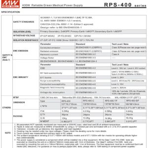 Mean Well 400W Reliable Green Medical Power Supply Meanwell Uninterruptible Power Supply Computer Power Supplies 24V 16.7A (RPS-400-24-SF 24V/16A/400W/Medical Power)