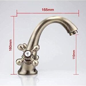 MFQJJRRMI Kitchen Taps Retro Style Antique Bathroom Faucet Brushed Bronze Sink Hot and Cold Water Faucet Bathtub Sink Mixer Tap Double Handle