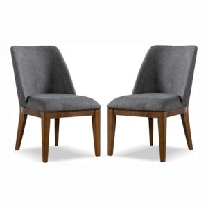 furniture of america merlin modern solid wood dining chairs set of 2, comfortable upholstered seating for home, kitchen, living room, gray