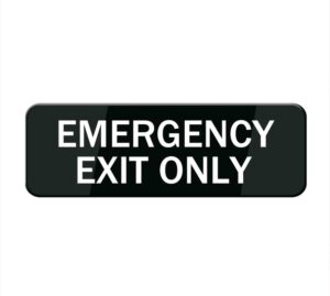 emergency exit only sign, self adhesive sign for door or wall 8 x 3 inch quick and easy installation premium acrylic design for your home office/business