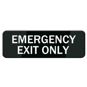 Emergency Exit Only Sign, Self Adhesive Sign For Door Or Wall 8 X 3 Inch Quick And Easy Installation Premium Acrylic Design For Your Home Office/Business