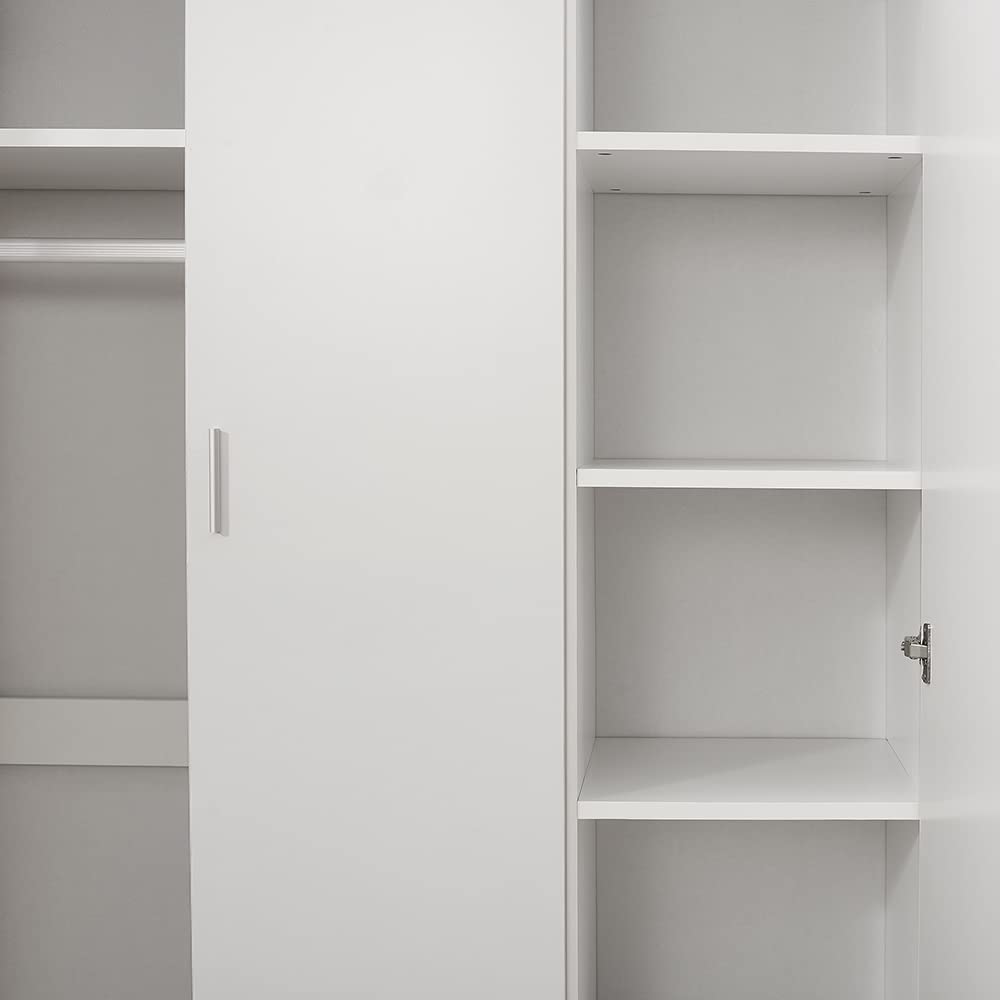 Panana 3 Door Armoires Wardrobe Closet with Clothes Hanging Rail, 6 Storage Shelves Cupboard Unit Bedroom Furniture