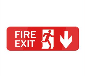 fire exit sign, self adhesive sign for door or wall 8 x 3 inch quick and easy installation premium acrylic design for your home office/business