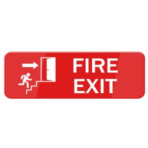 Fire Exit Sign, Self Adhesive Sign For Door Or Wall 8 X 3 Inch Quick And Easy Installation Premium Acrylic Design For Your Home Office/Business