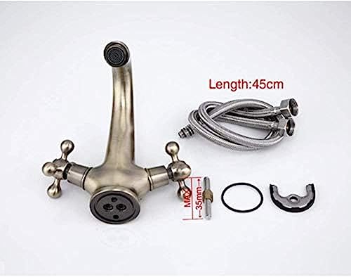 MFQJJRRMI Kitchen Taps Retro Style Antique Bathroom Faucet Brushed Bronze Sink Hot and Cold Water Faucet Bathtub Sink Mixer Tap Double Handle