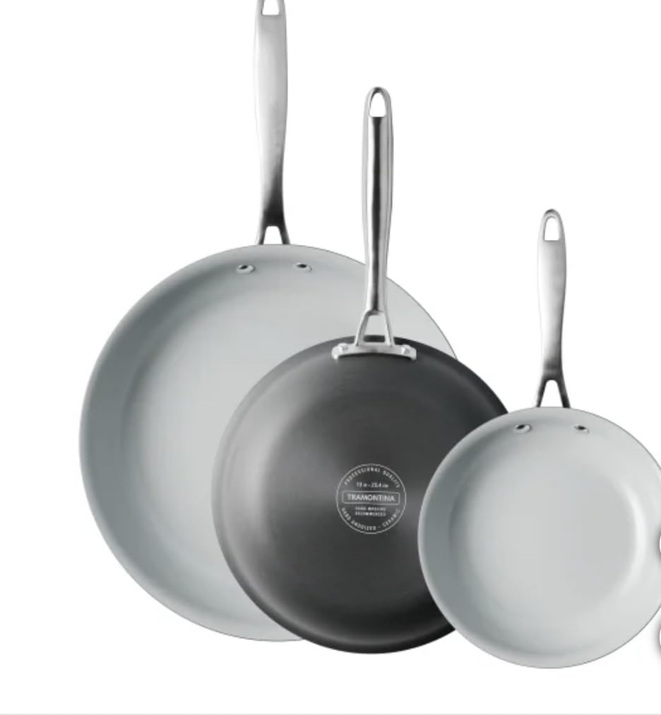 Tramontina Hard Anodized Skillets, Ceramic Non-Stick Interior, 3 Pack