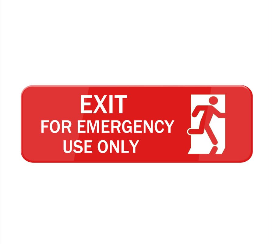 Exit For Emergency Use Only Sign For House (With Strong Adhesive Tape), 8" X 3" Premium Durable For Home & Office,Acrylic Signs For Front Door/Wall/Window, Clear And Easy To Read