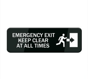 emergency exit keep clear at all times sign, self adhesive sign for door or wall 8 x 3 inch quick and easy installation premium acrylic design for your home office/business