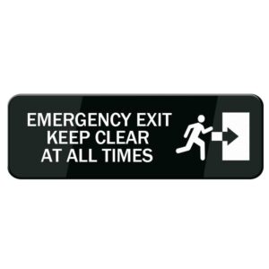 Emergency Exit Keep Clear At All Times Sign, Self Adhesive Sign For Door Or Wall 8 X 3 Inch Quick And Easy Installation Premium Acrylic Design For Your Home Office/Business