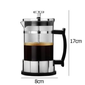 Stainless Steel Glass Teapot French Coffee Tea Percolator Filter Press Plunger Manual Coffee Espresso Maker Pot, 350ml,