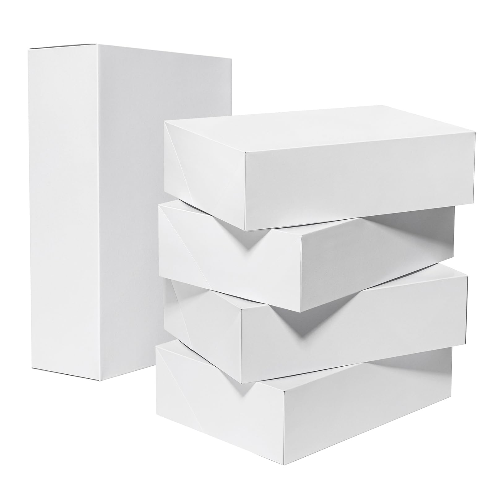 Mefleet 14x10x4 Large Gift Boxes with Lids 10 Pack Extra Deep Shirt Boxes Clothes Robe Sweater Box for Christmas Presents, Holidays, Birthday Gift Wrapping White