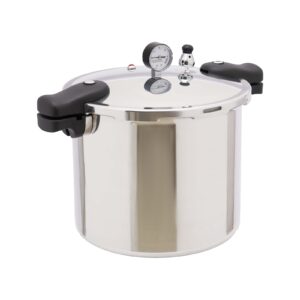 23qt pressure cooker thickened aluminum alloy with pressure gauge, explosion-proof multiple use pressure canner,compatible with gas & electric furnaces - ideal for camping, and apartment living