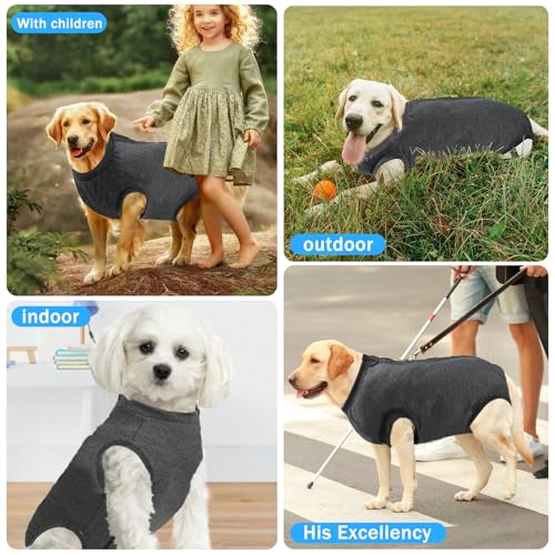 AURUZA Recovery Suits for Dogs Cats, Dog Surgery Suits Female and Male Spay, Breathbale Dog After Surgery Suits, Dog Onesie for Surgery Female Male, Anti Licking Dog Surgical Suits (Dark Gray, M)