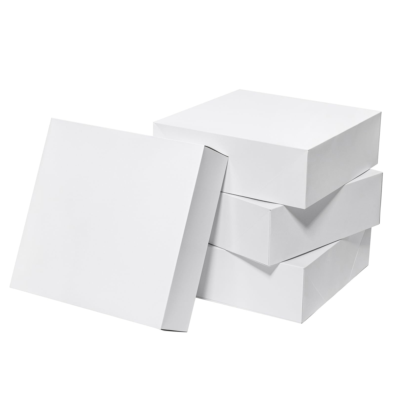 Mefleet 12x12x4 Inches Large Gift Boxes with Lids 10 Pack Extra Deep Square Boxes Shirt Boxes Clothes Scarf Box for Christmas Presents, Holidays, Birthday, Wedding Gift Wrapping White