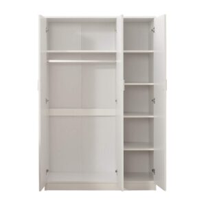 Panana 3 Door Armoires Wardrobe Closet with Clothes Hanging Rail, 6 Storage Shelves Cupboard Unit Bedroom Furniture